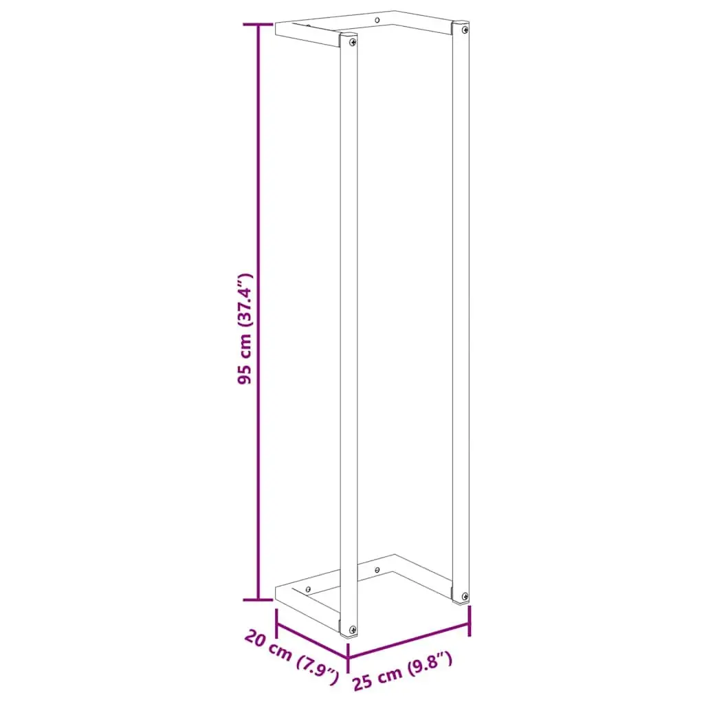 Iron Towel Rack Wall Mount Black Bathroom 25 x 20 x 95 cm