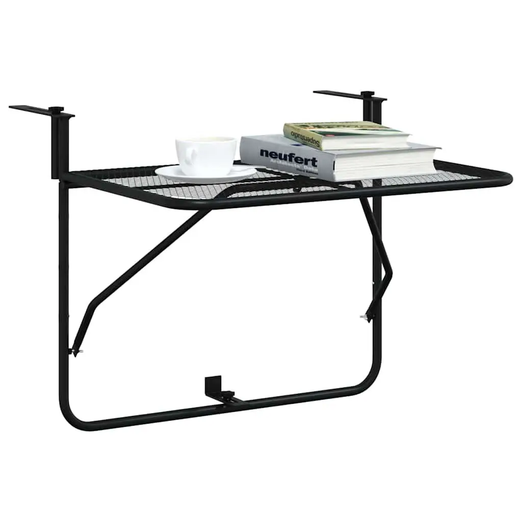 60x40 cm Foldable Outdoor Coffee Table in Black Steel