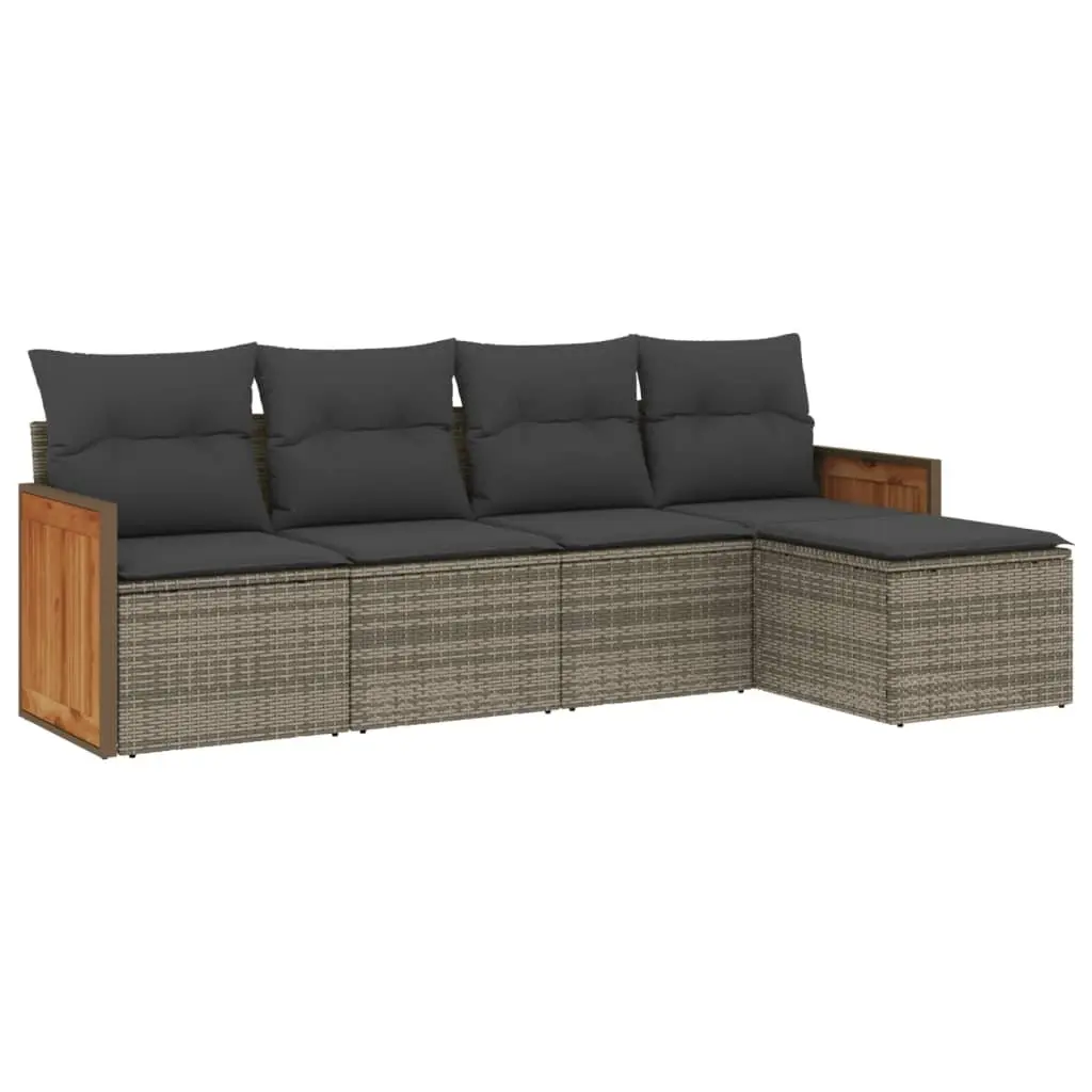Garden Sofa Set 5 Piece Outdoor Furniture Patio Seating Grey Poly Rattan Modular
