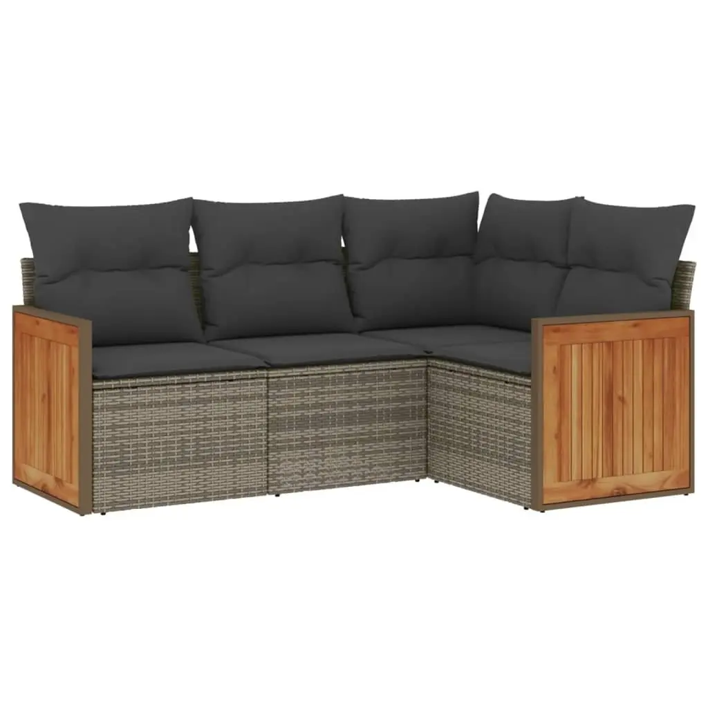 Garden Sofa Set 4 Piece Outdoor Furniture Patio Sectional Grey Poly Rattan