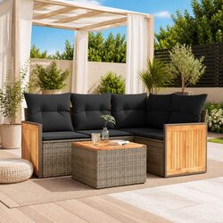 5 Piece Grey Garden Sofa Set: Dimensions & Features