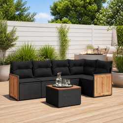Garden Sofa Set 6 Piece Black Poly Rattan Specifications