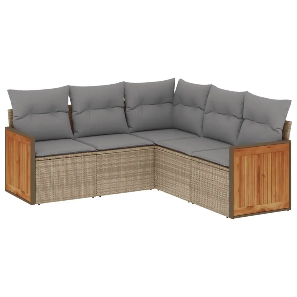 Outdoor Garden Sofa Set 5 Piece Patio Furniture Beige