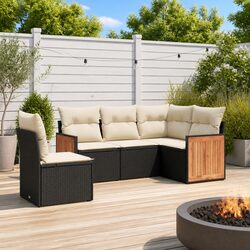 Specifications of 5-Piece Garden Sofa Set in Black