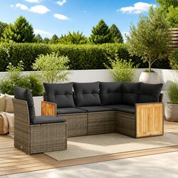 Modular 5-Piece Garden Sofa Set in Grey - Weather-Resistant