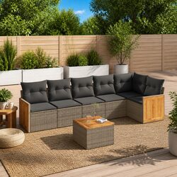 7 Piece Garden Sofa Set Specifications - Grey Poly Rattan
