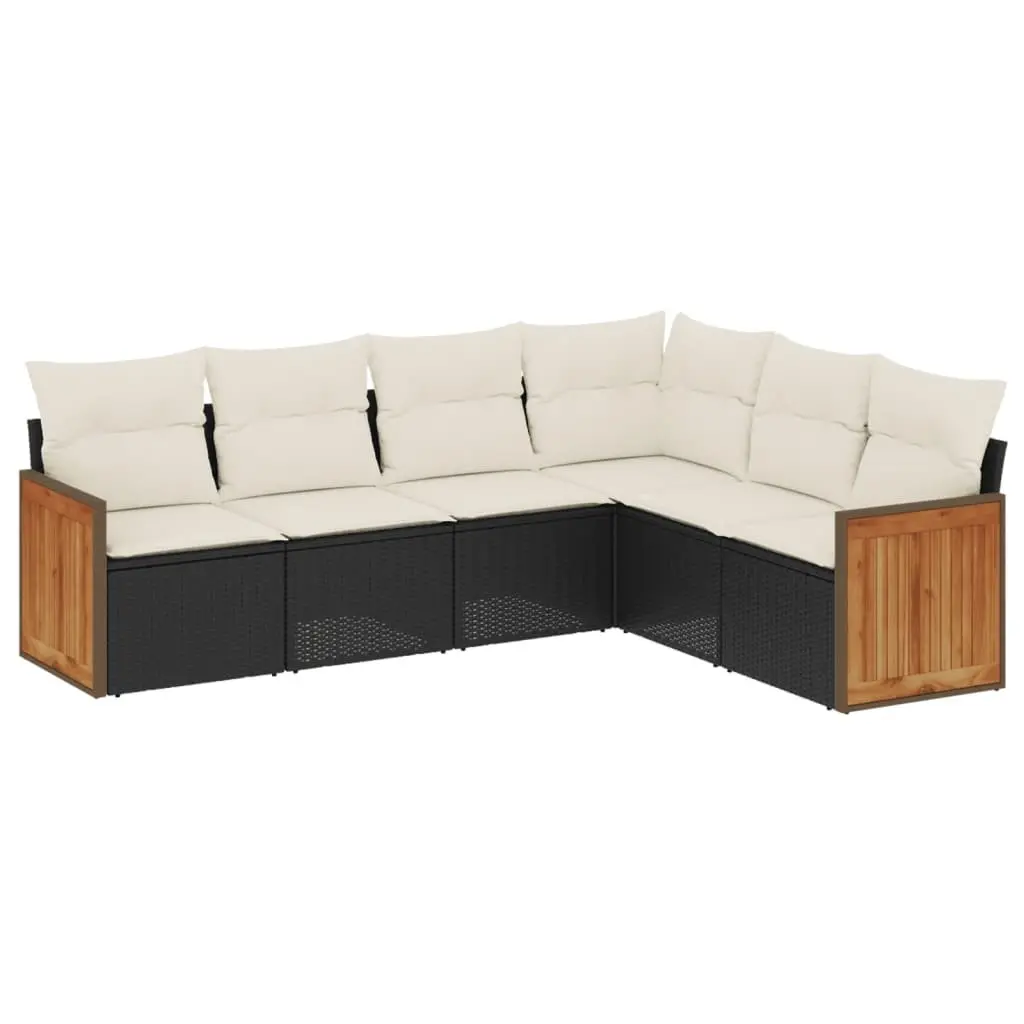 Garden Sofa Set Outdoor Furniture Modular 6 Piece Patio Sectional with Cushions Black