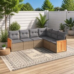 6 Piece Beige Outdoor Sofa Set Specifications and Features