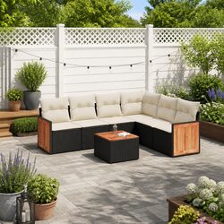Garden Sofa Set: 7 Pieces of Black Rattan Comfort