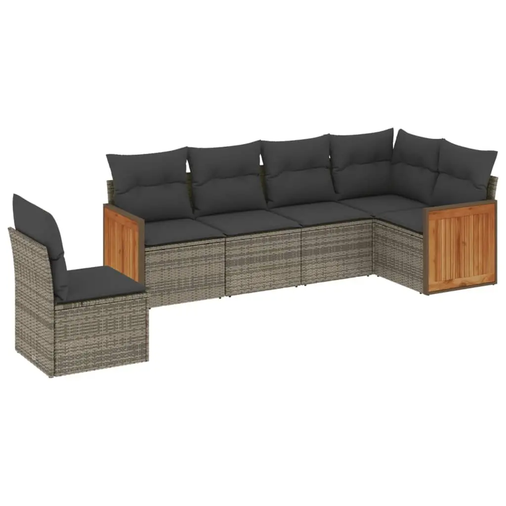 Garden Sofa Set Outdoor Furniture Patio Lounge 6 Piece Grey Poly Rattan Modular