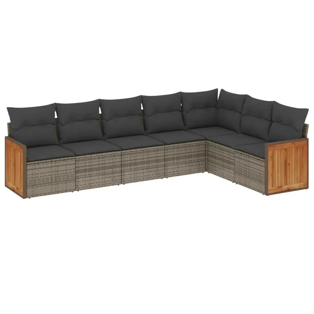 Garden Sofa Set 7 Piece Outdoor Patio Furniture Grey Poly Rattan