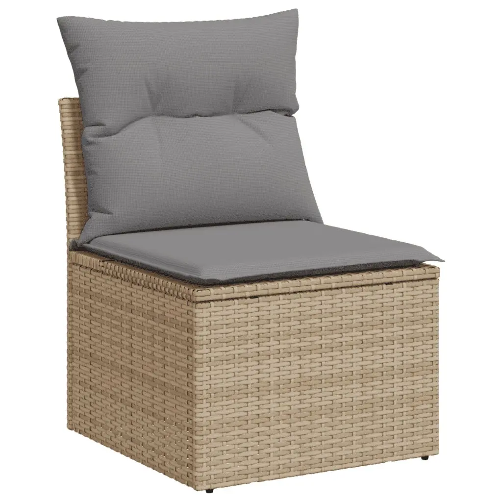 Garden Sofa Set 8 Piece Outdoor Furniture Beige Poly Rattan Patio Sectional