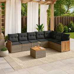 Garden Sofa Set 8 Piece Outdoor Furniture Grey Poly Rattan Patio Lounge with
