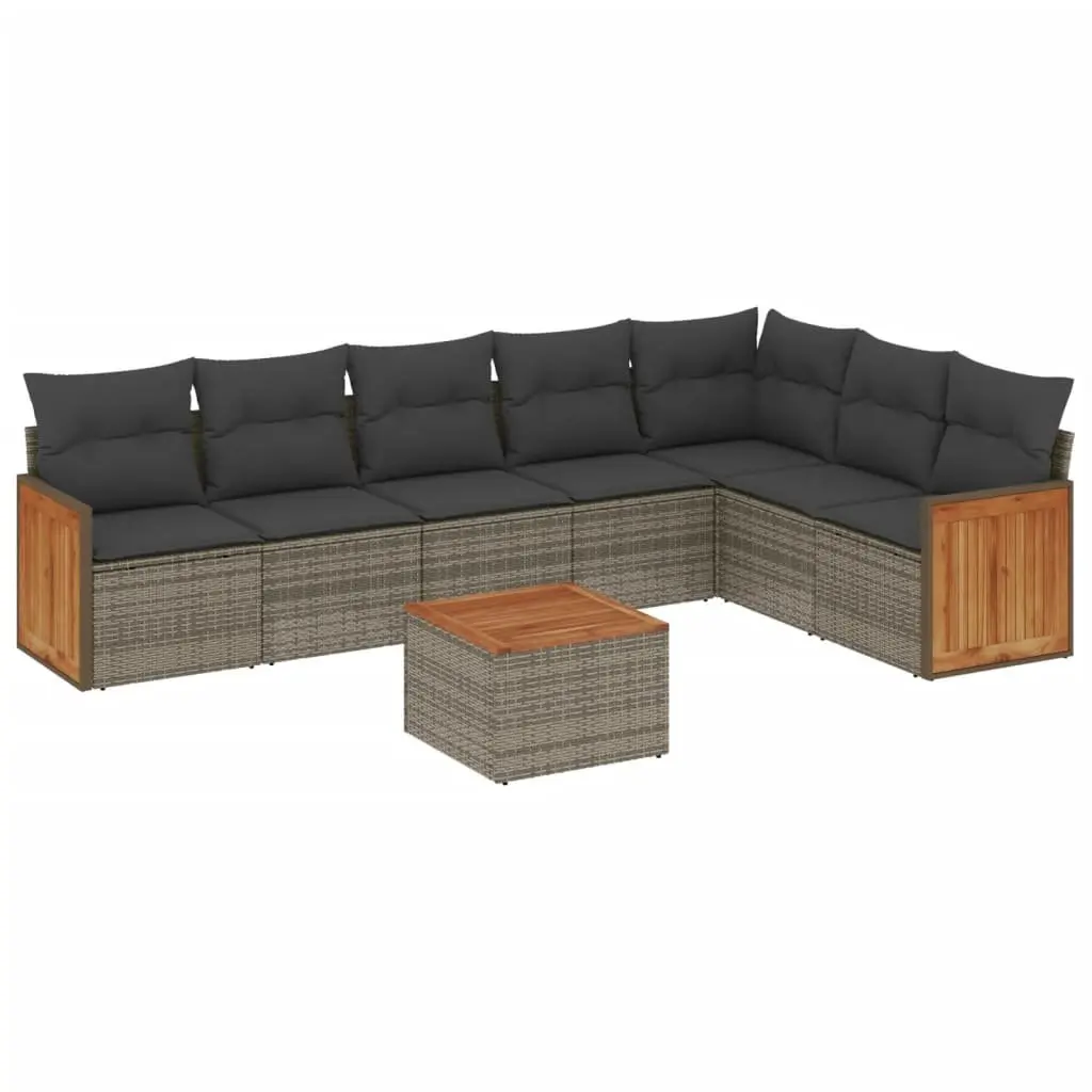 Garden Sofa Set 8 Piece Outdoor Furniture Grey Poly Rattan Patio Lounge