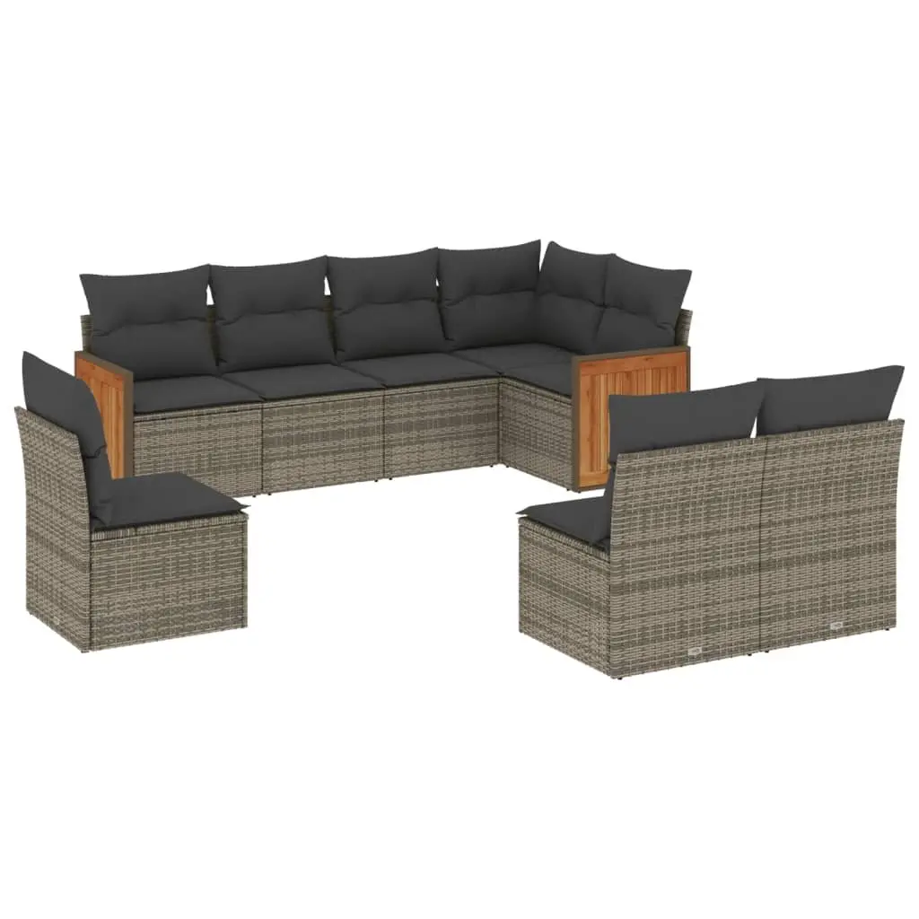 Garden Sofa Set 8 Piece Grey Poly Rattan Outdoor Furniture Patio Modular