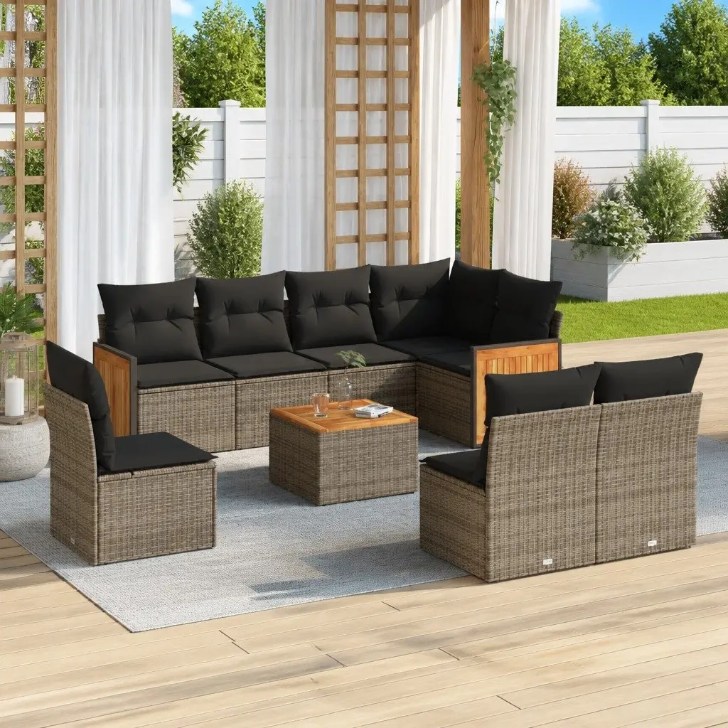 Garden Sofa Set 9 Piece Outdoor Furniture Patio Sectional Grey