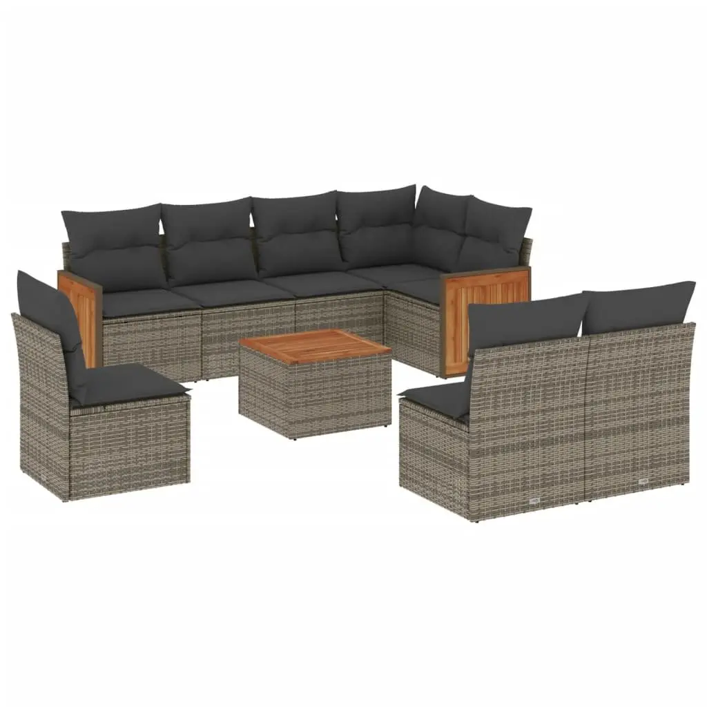 Garden Sofa Set 9 Piece Outdoor Furniture Patio Sectional Grey
