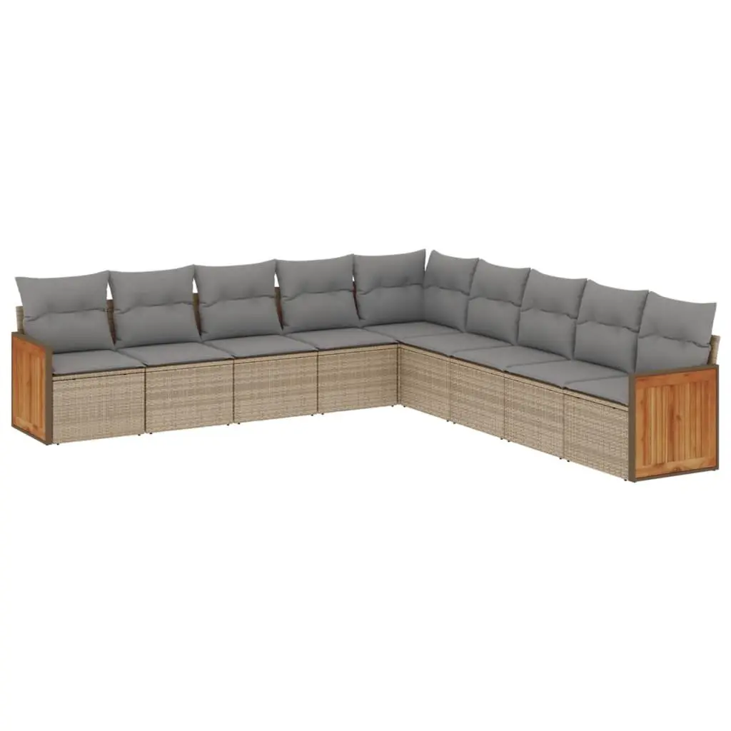Garden Sofa Set 9 Piece Outdoor Patio Furniture Modular Lounge Beige with