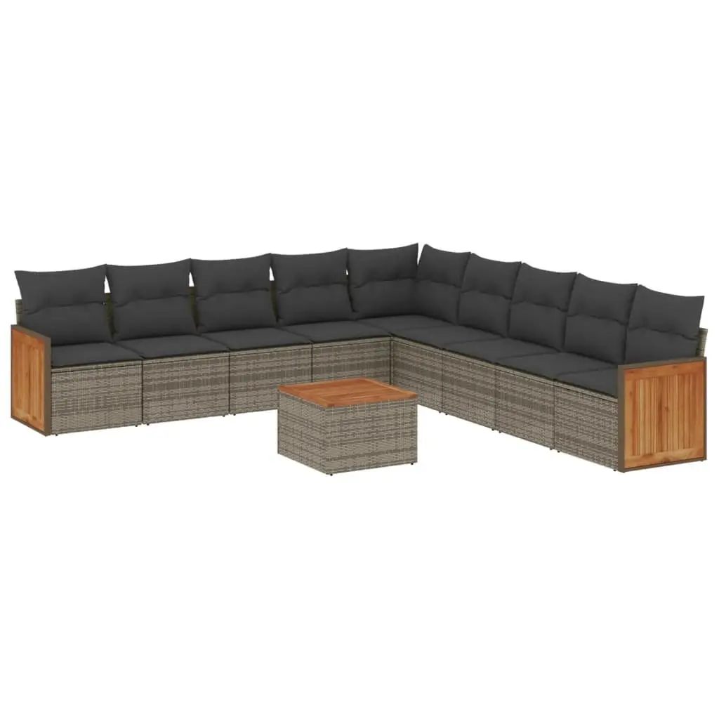 Garden Sofa Set Outdoor Furniture 10 Piece Grey Poly Rattan Modular Patio