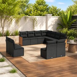 Factual Details: 11-Piece Outdoor Sofa Set in Black