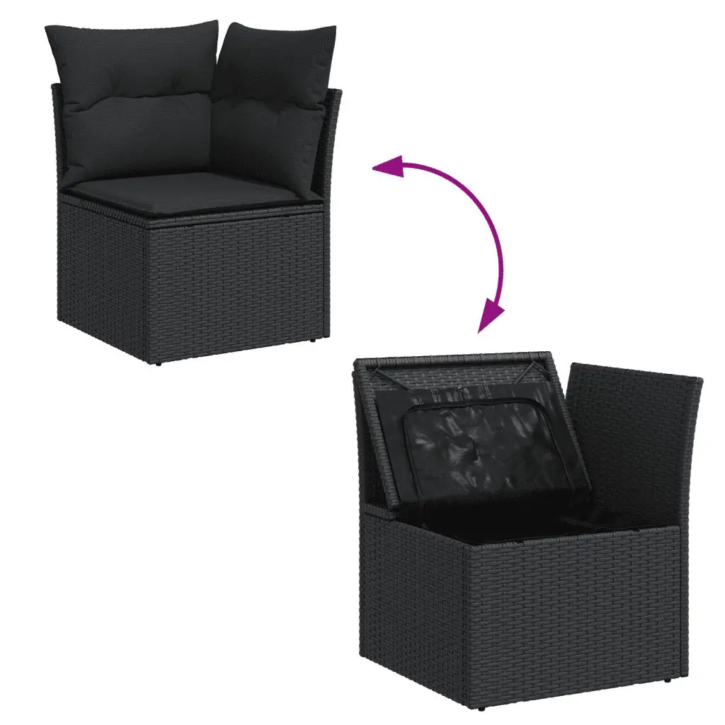 Garden Sofa Set 11 Piece Outdoor Furniture Patio Sectional with Cushions Black