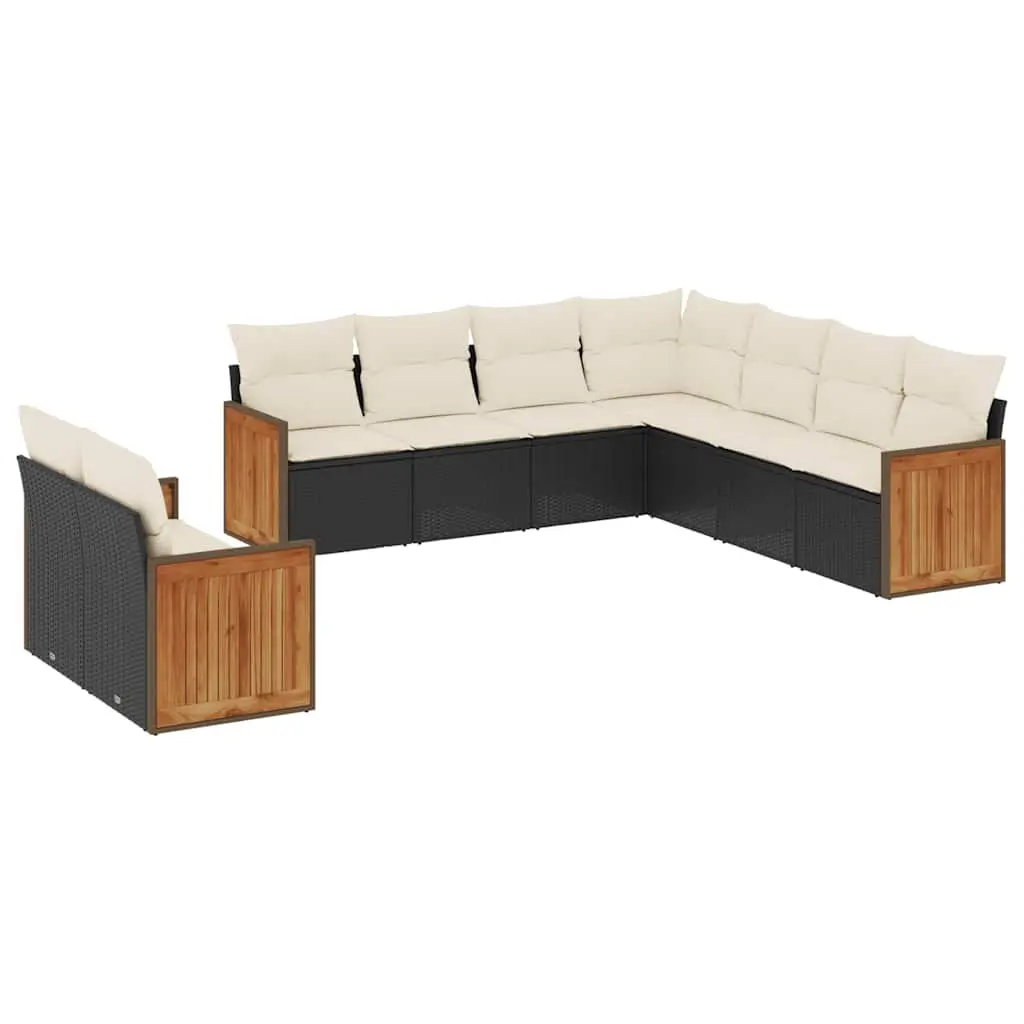 Garden Sofa Set Outdoor Furniture Patio Modular 9 Piece Black Rattan