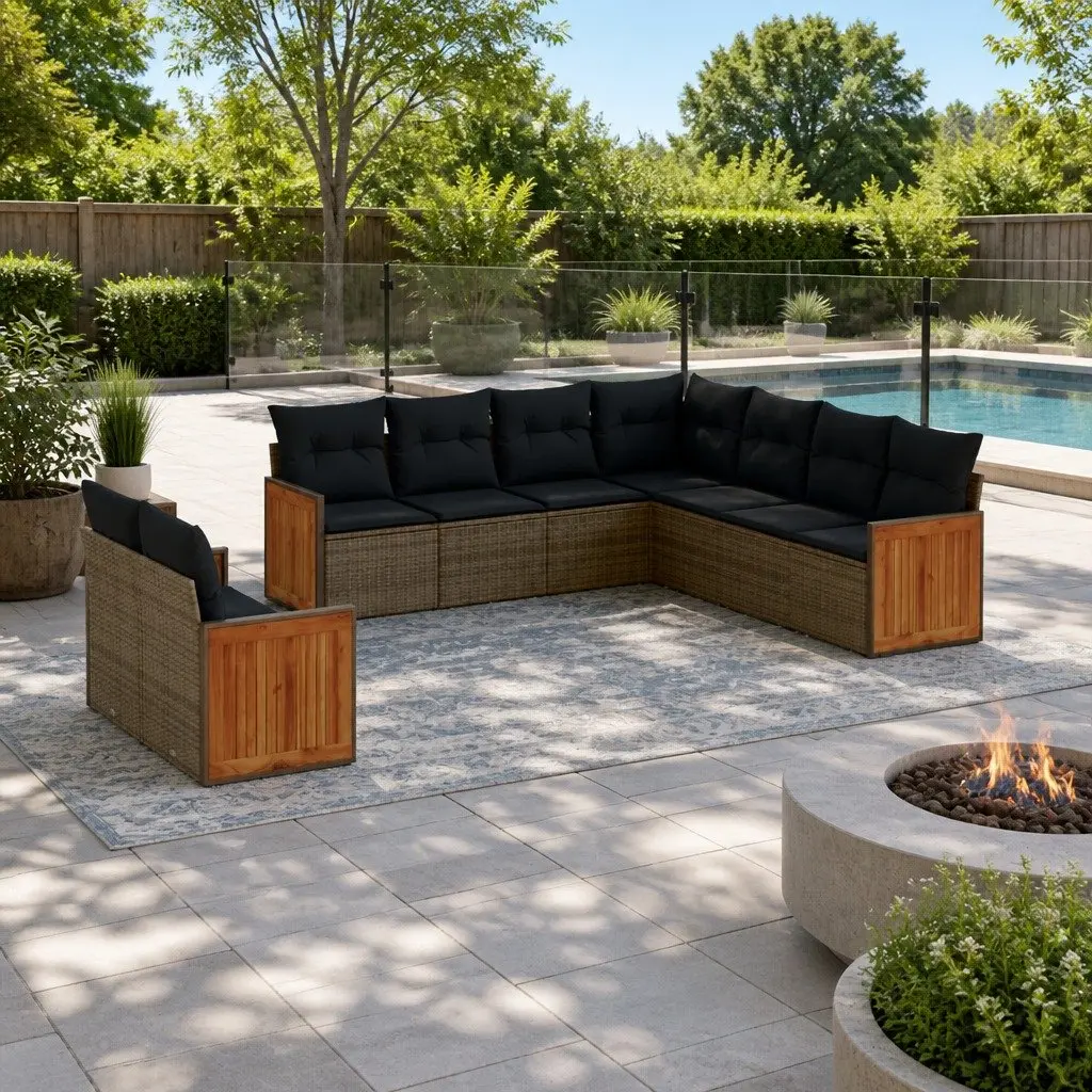 9-Piece Grey Patio Sofa Set