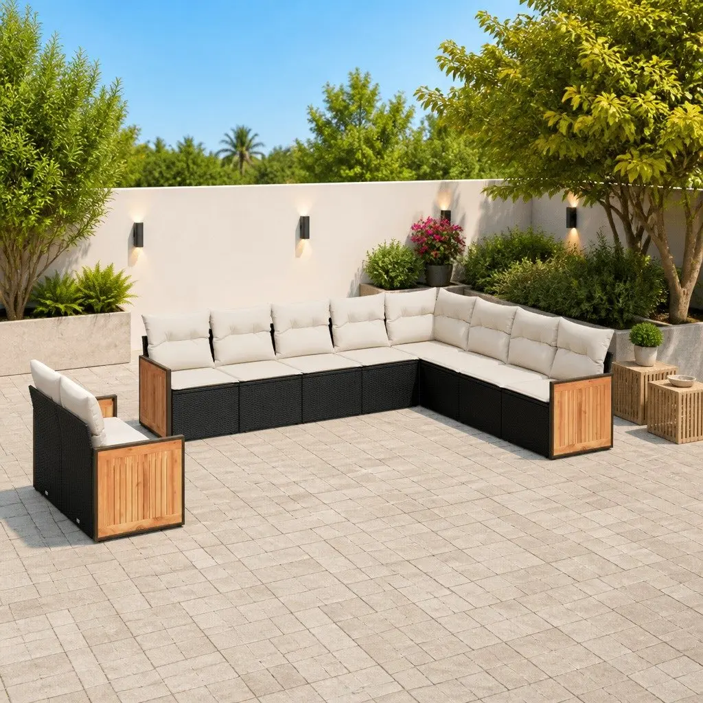 Garden Sofa Set Outdoor Furniture Patio Lounge Modular 10 Piece Black