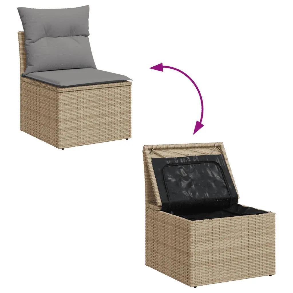 Outdoor Garden Sofa Set 10 Piece Patio Furniture Modular Beige Poly Rattan