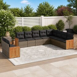 10 Piece Garden Sofa Set Specifications: Grey PE Rattan
