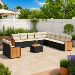 Garden Sofa Set - 12 Modular Pieces with Storage and Cushions