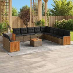 12 Piece Modular Garden Sofa Set - Grey Poly Rattan