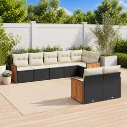 Specifications of the 8-Piece Garden Sofa Set in Black