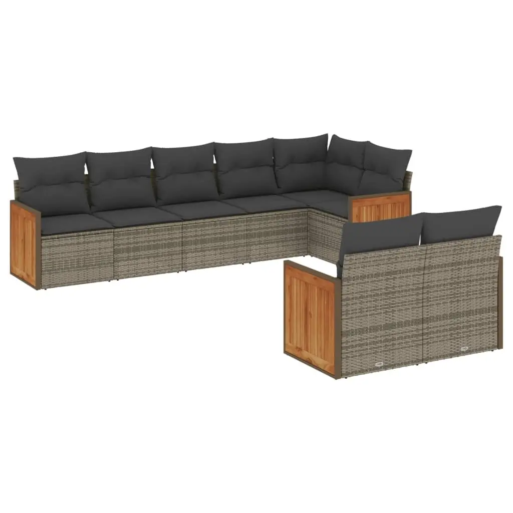 Garden Sofa Set 8 Piece Outdoor Furniture Grey Poly Rattan Modular Patio Seating