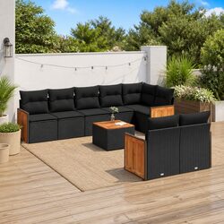 9-Piece Garden Sofa Set with Cushions and Storage