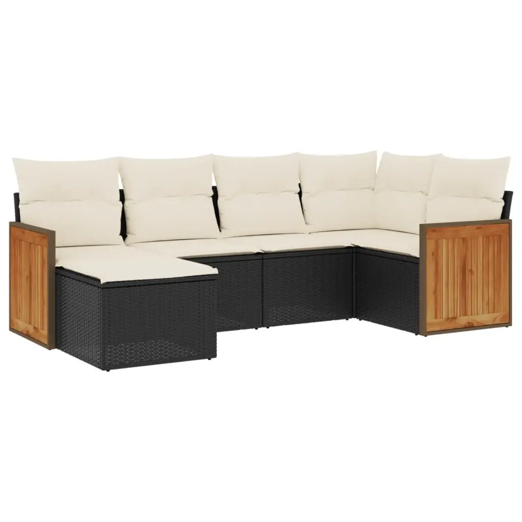 Garden Sofa Set 6 Piece Outdoor Furniture Patio Lounge Modular Black Rattan