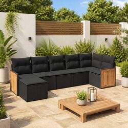Specifications of 7 Piece Garden Sofa Set with Black Cushions