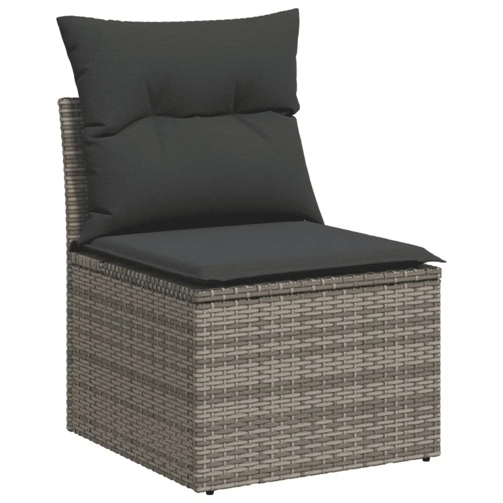 Garden Sofa Set 8 Piece Outdoor Furniture Grey Poly Rattan with Storage Cushions