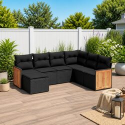 Specifications of Black Poly Rattan 7 Piece Sofa Set