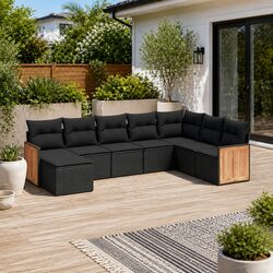 Specifications for 8-Piece Black Rattan Garden Sofa Set