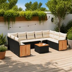 Specifications for 10-Piece Garden Sofa Set in Black