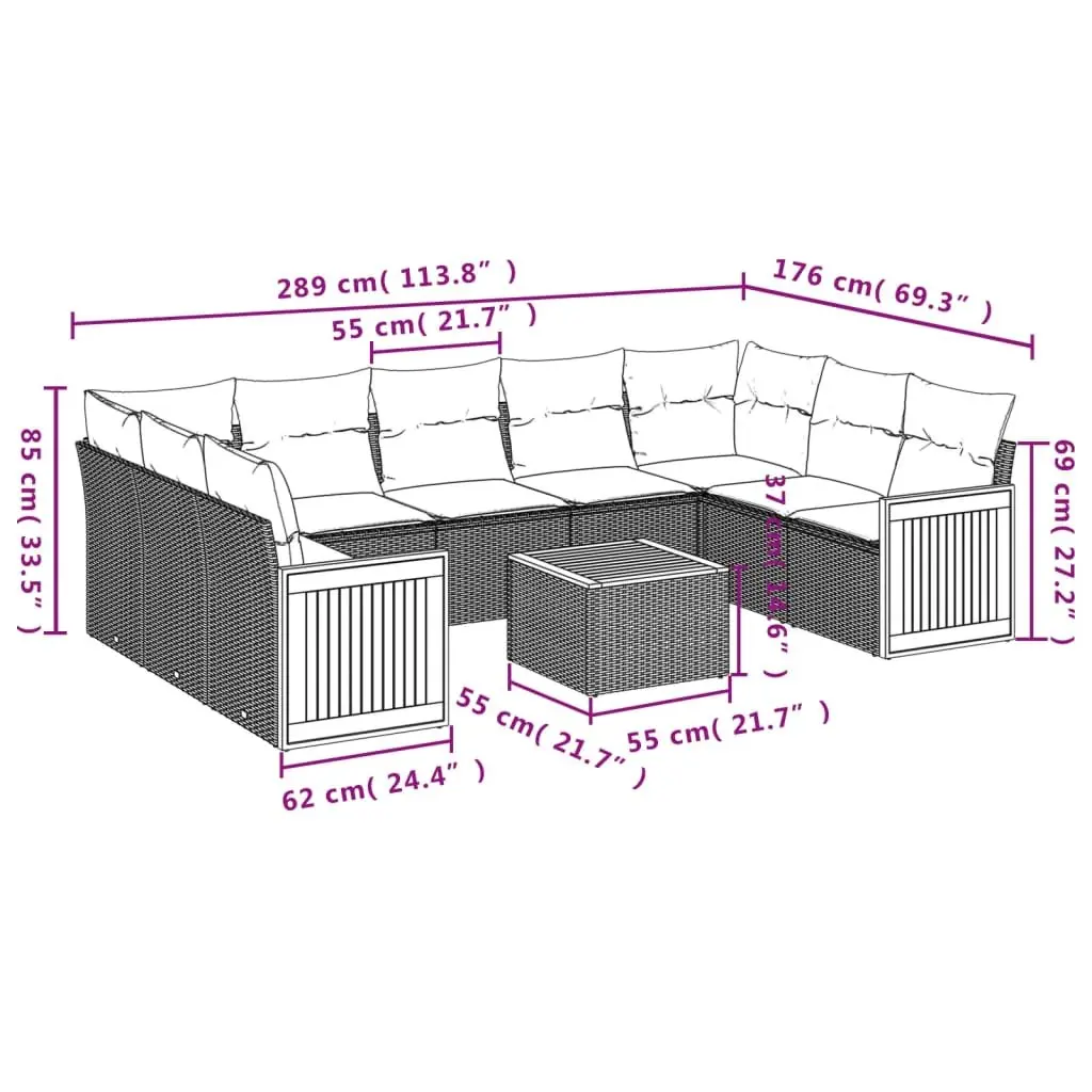Beige Modular 10 Piece Garden Sofa Set
