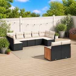 Garden Sofa Set 9 Piece Outdoor Furniture Patio Sectional with Cushions Black