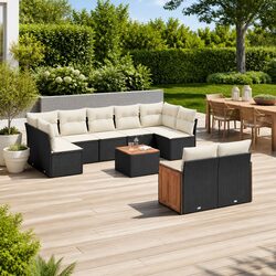Garden Sofa Set 10 Piece Outdoor Furniture Patio Sectional with Cushions Black