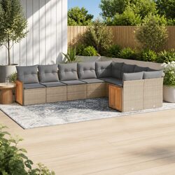 9 Piece Modular Garden Sofa Set - PE Rattan, Beige