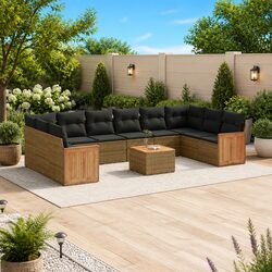 Garden Sofa Set 11 Piece Outdoor Furniture Grey Poly Rattan Modular Patio Lounge