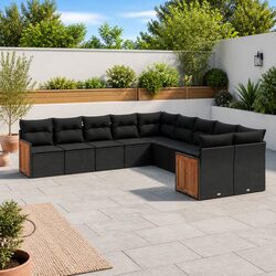 10 Piece Garden Sofa Set with PE Rattan Construction