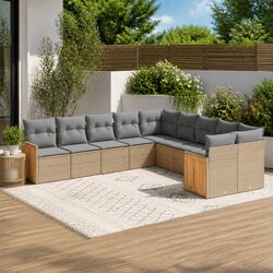 Garden Sofa Set: 10 Pieces, PE Rattan, Modular Design
