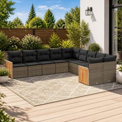 10 Piece Garden Sofa Set Specifications: Grey Poly Rattan