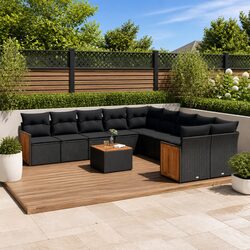 Specifications of 11-Piece Garden Sofa Set in Black Rattan